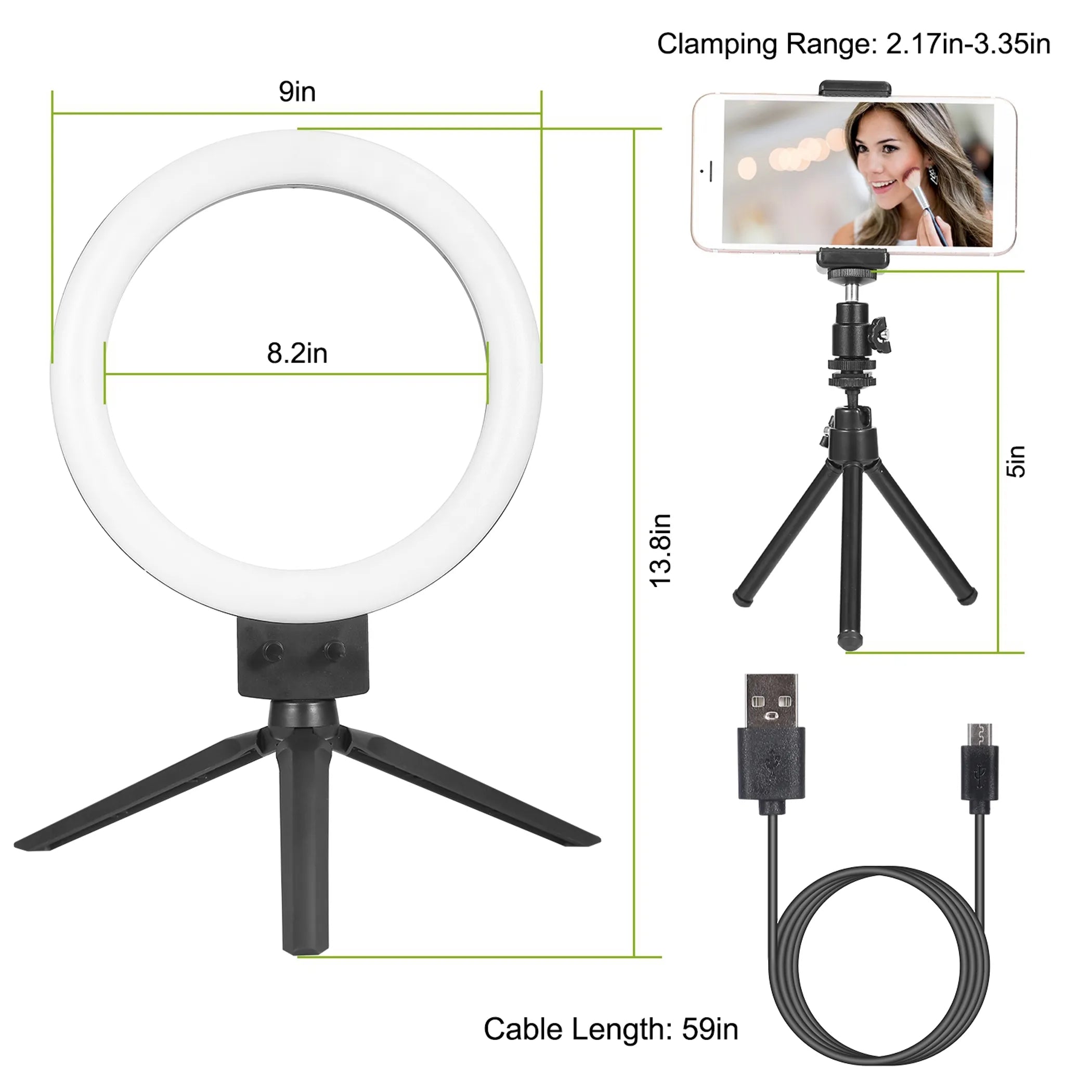 Linx 9" Dimmable LED Ring Light with Tripod and Phone Holder Linx Group